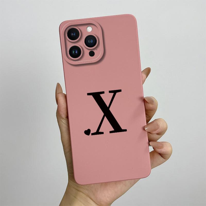 For iPhone 13 Pro Max Case iPhone 13 Pro Cover Cute Couple Initial Letters Square Skin Phone Case Matte Shockproof Back Cover