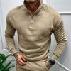 Men's Casual Fleece-lined Half-Zip Stand Collar Sweatshirt