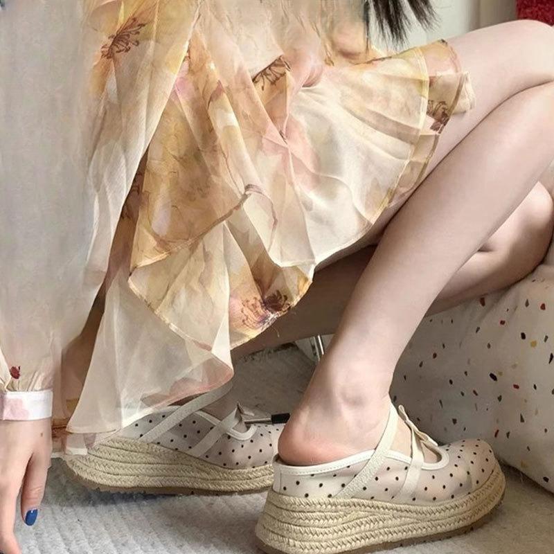 New Style of Insole Thick-soled Wedge Heel Sandals for Women One-foot Fisherman's Shoes