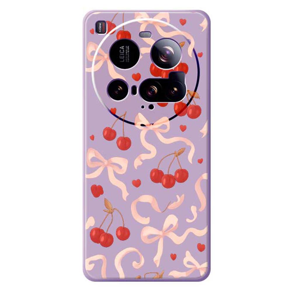 For Xiaomi 15 Ultra Case Big Bow Cherry Pattern Printing Straight Edge TPU Phone Back Cover