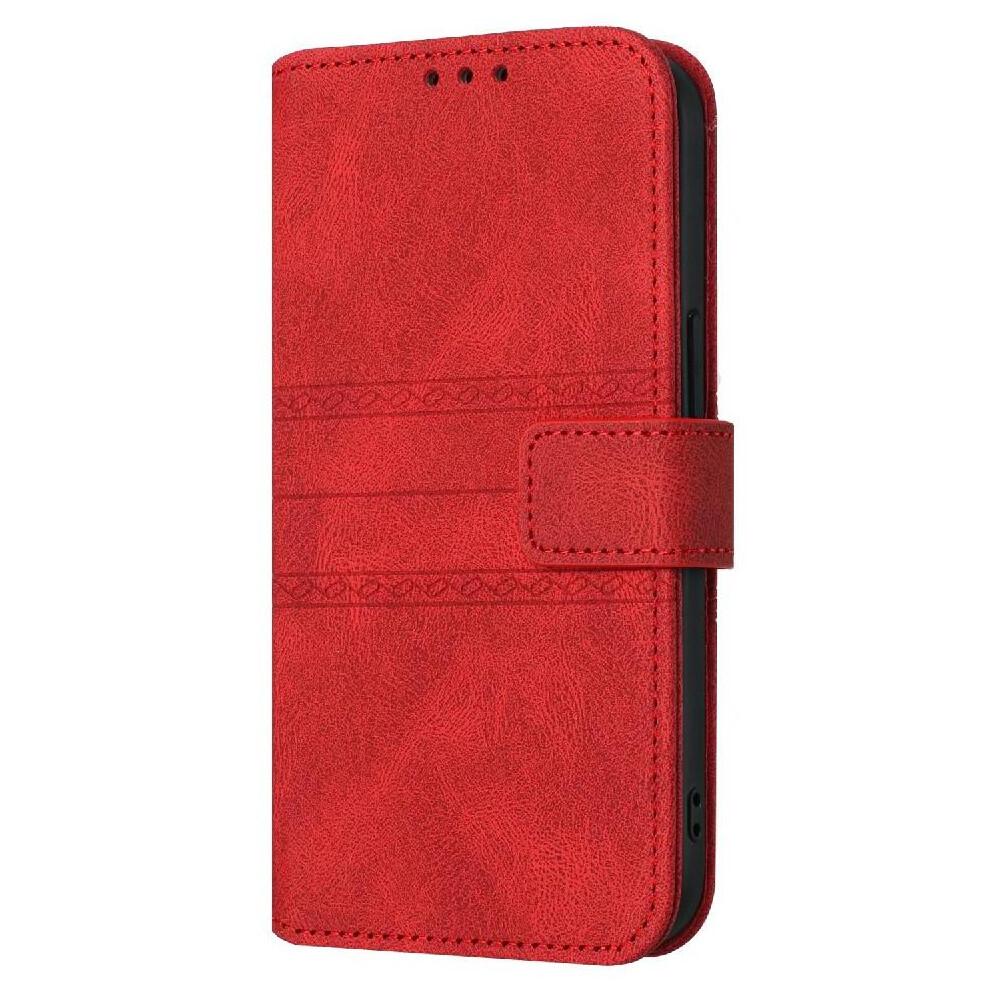 (Red) Flip Case for Iphone 16e Kickstand Pu Leather Wallet Case Magnetic Closure Shockproof Protective