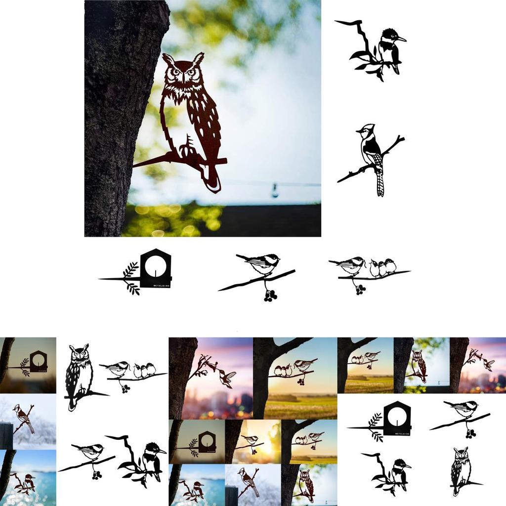 Creative Tree Metal Bird Art Branch Sign Rustic Hang Ld Home Garden Yard Decor