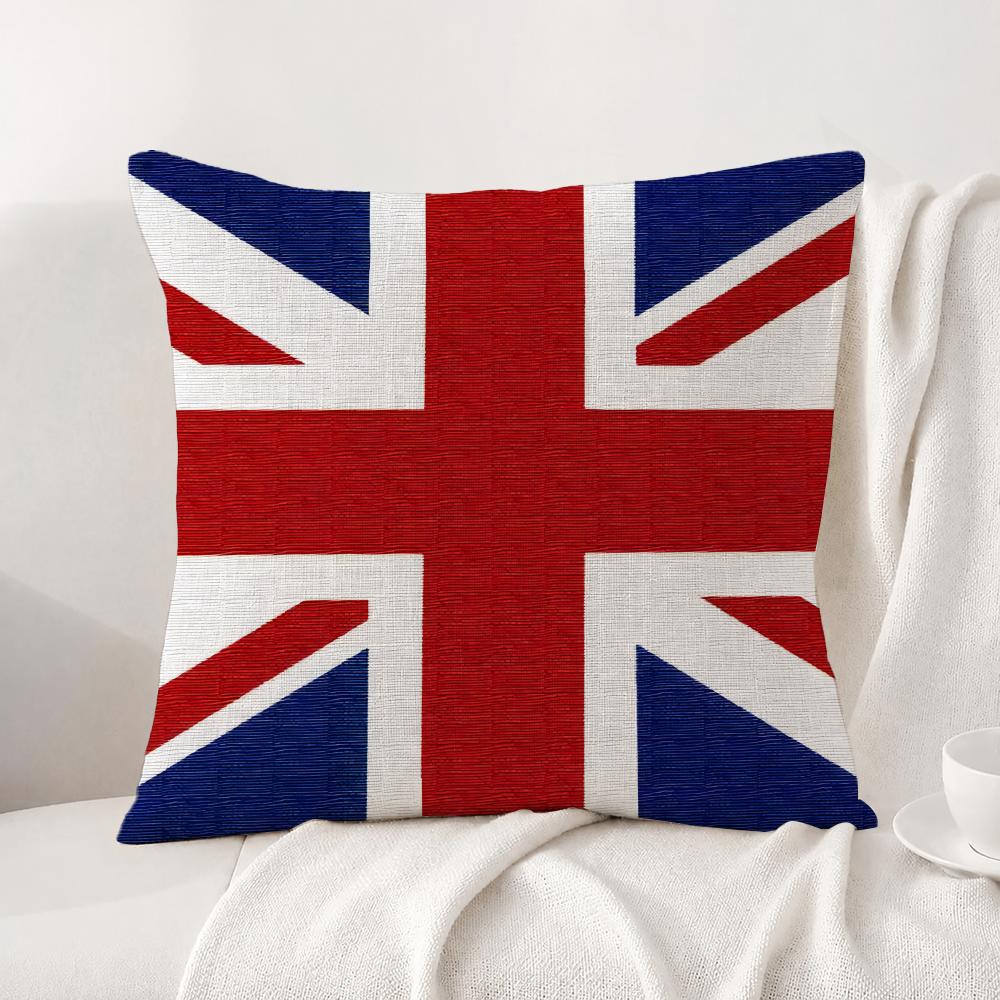 Federa per Cuscino Union Jack Bandiera Set Federe in Lino Naturale Copricuscino Decorativo AllinOne per Divano Camera da Letto Sedia