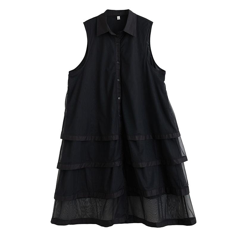 sleeveless Plus size mesh vintage new in dresses for women casual loose long summer shirt dress