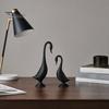 Unique Art Sculpture 2Pcs 3D Printed Swan Figurine, Artistic with Stable Base, Decorative Bay Window Ornament Double Ornaments, Minimalist Animal for