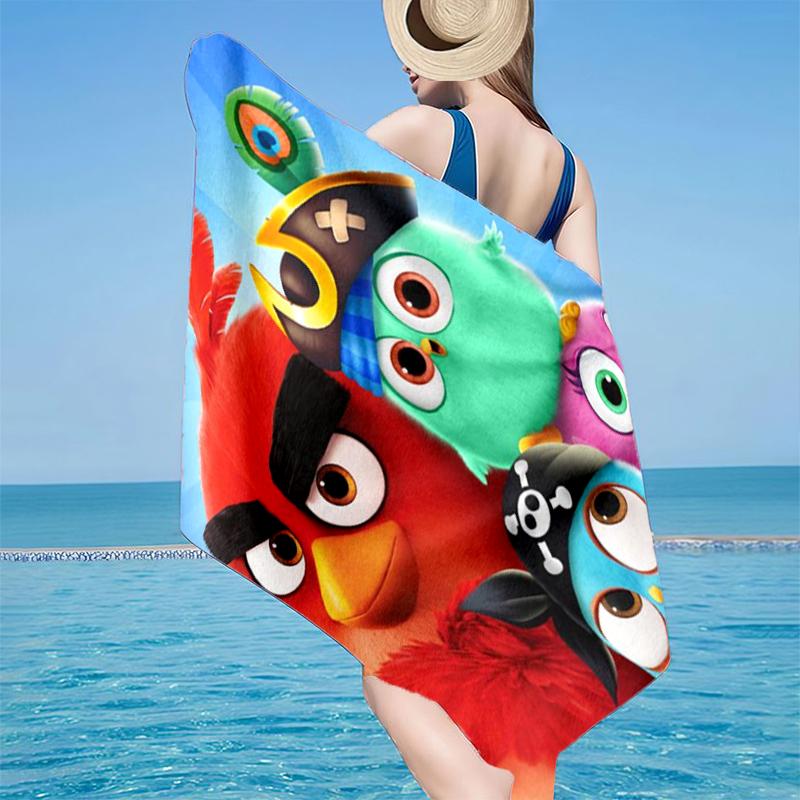 Red Birds Characters Collage Beach Towel, Super Soft Microfiber, Gift for Her/Him, Birthday, for Pool, Beach, Travel, Home Decor Fan gifts
