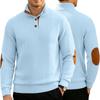 Men's Patterned Pullover Sweatshirt, Lapel Single Breasted Slim Fit Top with Welt Pockets