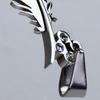 Stainless Steel Feather Necklace Charm Pendant W/ Rhinestone - Silvery