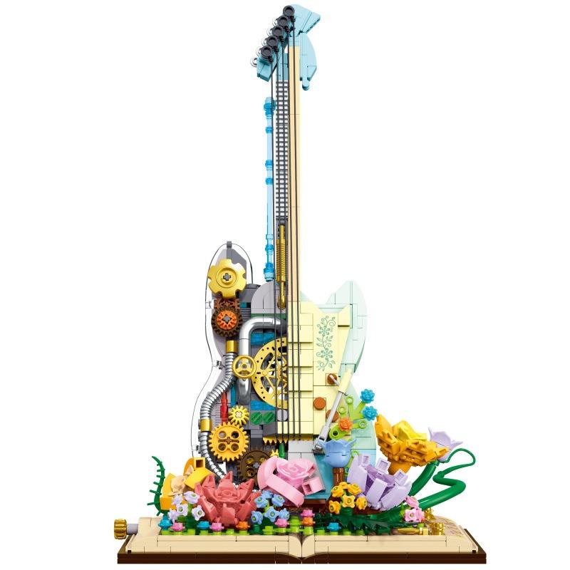 950pcs Cyberpunk Electric Guitar Building Blocks Children's Assembly Building Block Toys No Box