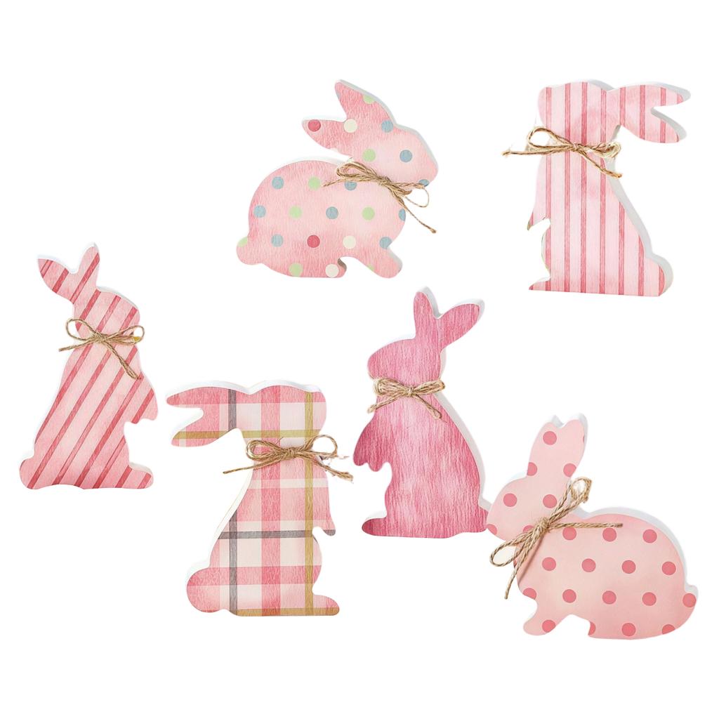 Easter Bunny Figurine, Wooden Craft, Home Decoration, Couple Bunny Figurine With Glasses.