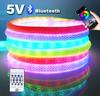 5V USB RGB LED Neon Rainbow Rope Light Strip 360 Round Bluetooth 24Key Remote Control Kit WS2812B 1m 2m 5m IP67 Flex Lamp Decor