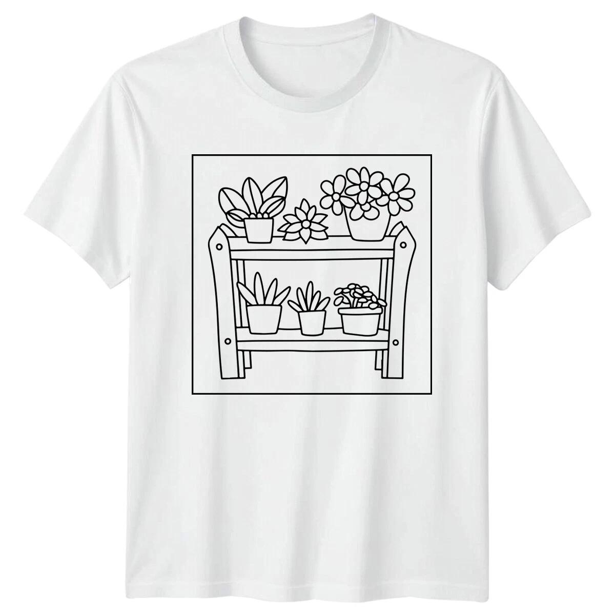 Shelved Plants Gardening Hobbies Mens T-Shirt Ladies Tee Graphic Unisex Top XXXXL