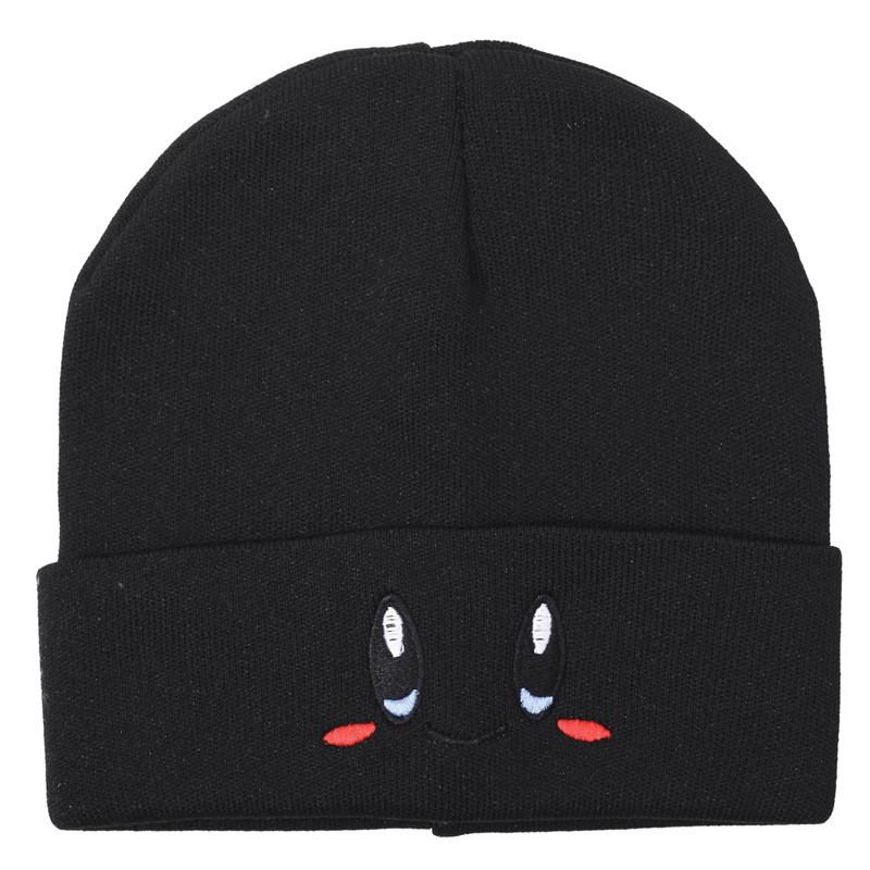 Simple Hat Knit With Big Eyed Smiling Face Embroidery Design For Outdoor Daily