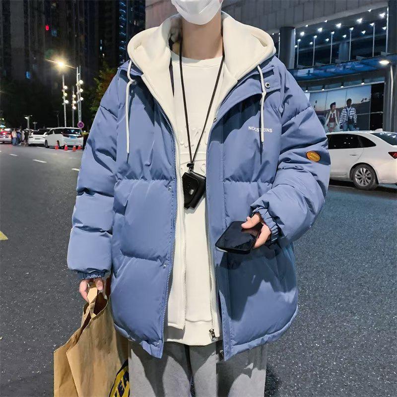 Men's Winter Cotton Printed Casual Jacket - Hong Kong & Korean Style, Thickened, Loose Fit, Stand Collar.