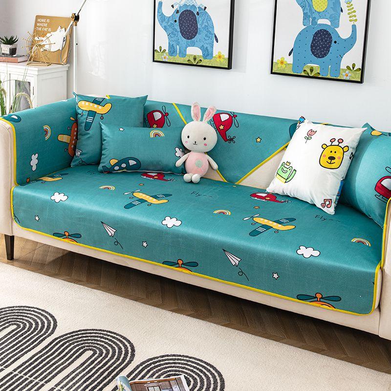 

Summer Cartoon Sofa Cushion Ice Silk Summer Mat Universal Non-Slip Fabric Living Room Rosewood Sofa Cushion Summer Cushion Cover Army Green(Flying) 60 * 60cm
