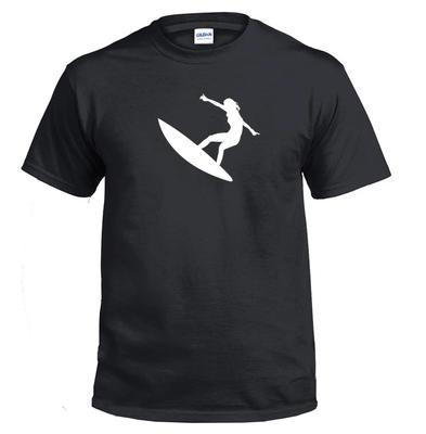 Surfer Girl T-Shirt Black White Cotton Shirt Fun Gift Black White Cotton S - 5XL