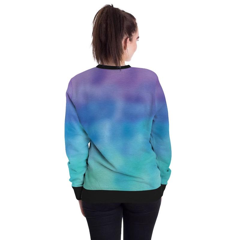 Halloween new threaded crew neck sweater digital printing branches gradual change color personality casual sweater women