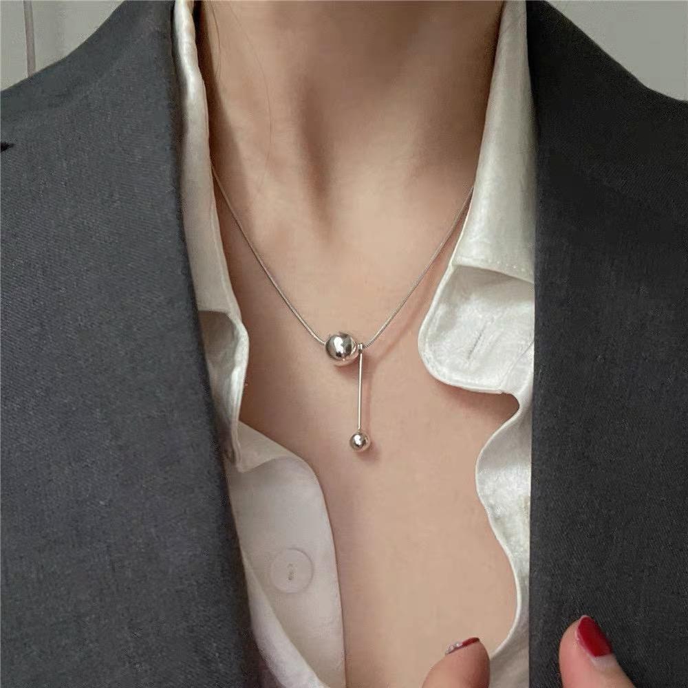 Silver color Sparkling Clavicle Chain Ball Choker Necklace For Women Rond Tassel Fine Jewelry Wedding Party Birthday Gift