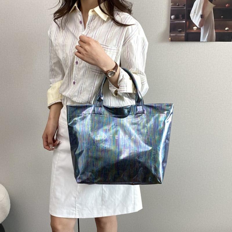 High End New Arrival Women Fashion Handbag Large Capacity Multifunctional Tote Bucket Bag Casual Commute Versatile Laser PVC Bag