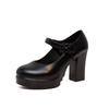 Spring & Autumn Round Toe Platform Chunky Heel Non-Slip Women's Shoes