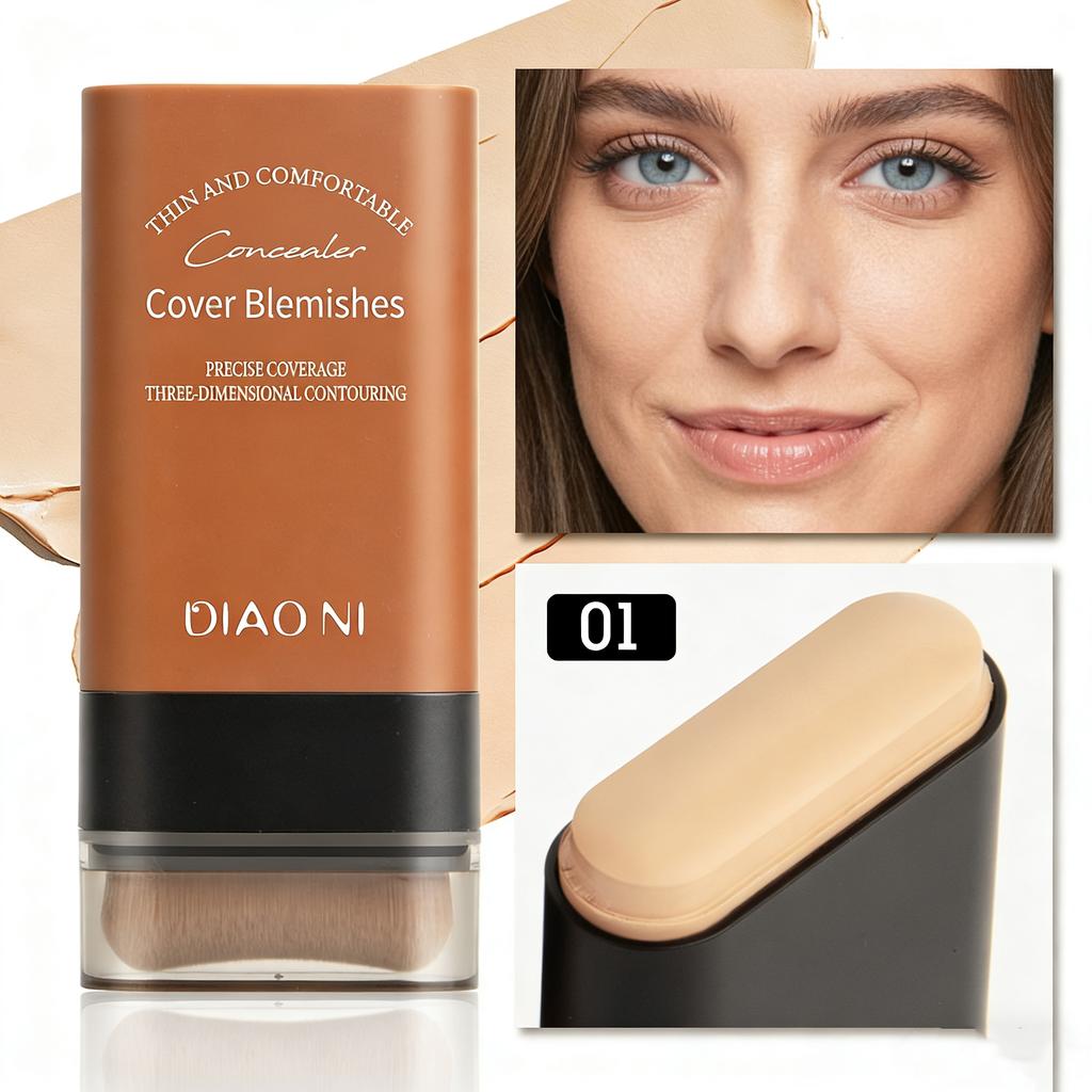 1pc Matte Foundation Stick with Brush Flawless Coverage Liquid Foundation Face Cosmetics