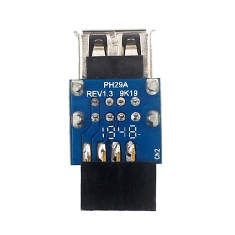 9Pin USB 2.0 Female Converter Adaptor Dual Port USB Motherboard Header Adapter - Dual Layer PH29A Type for PC