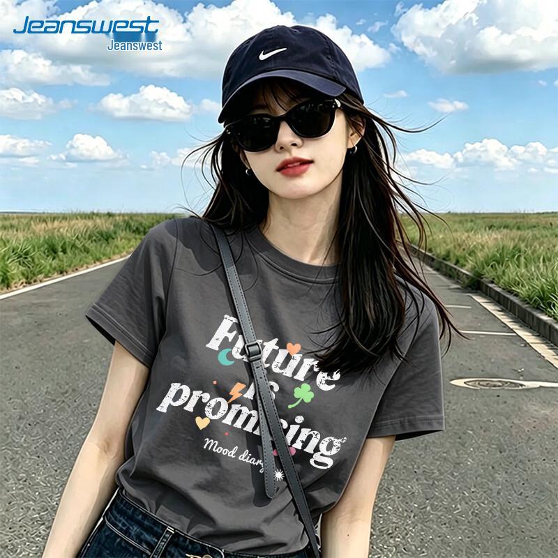 Jeanswest Women's Crew Neck Printed Short Sleeve T-Shirt