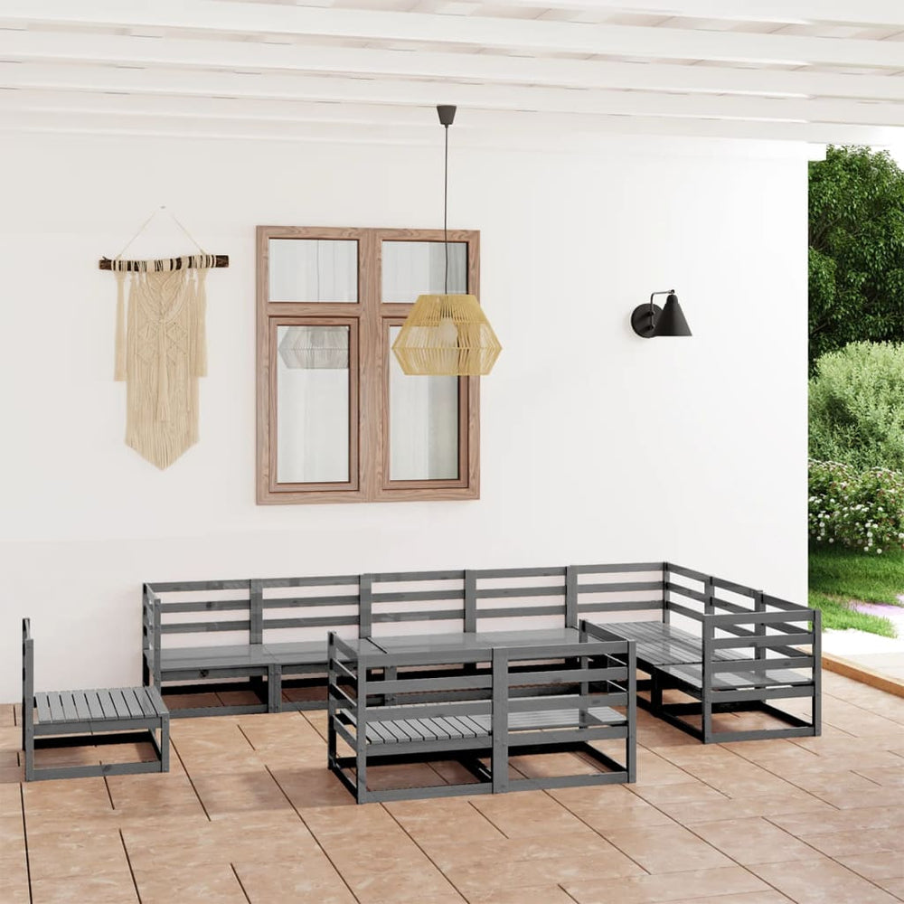 Salon de jardin 10 pcs  bois de pin massif