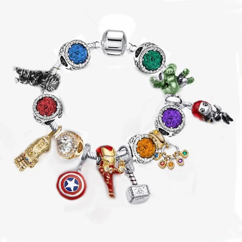 Colors Enamel Disney Princess Dress Charms Pulseiras for Girls Colorful Glass Beads Bracelets&Bangles Women Cartoon Skirt Dangle