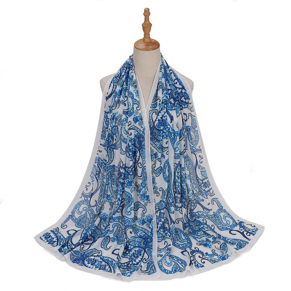 New Designs Printed Hijab Chiffon Scarfs For Women Scarves Muslim Fashion Turbans Malaysian Muslim Hijabs Wraps Ramadan Turban