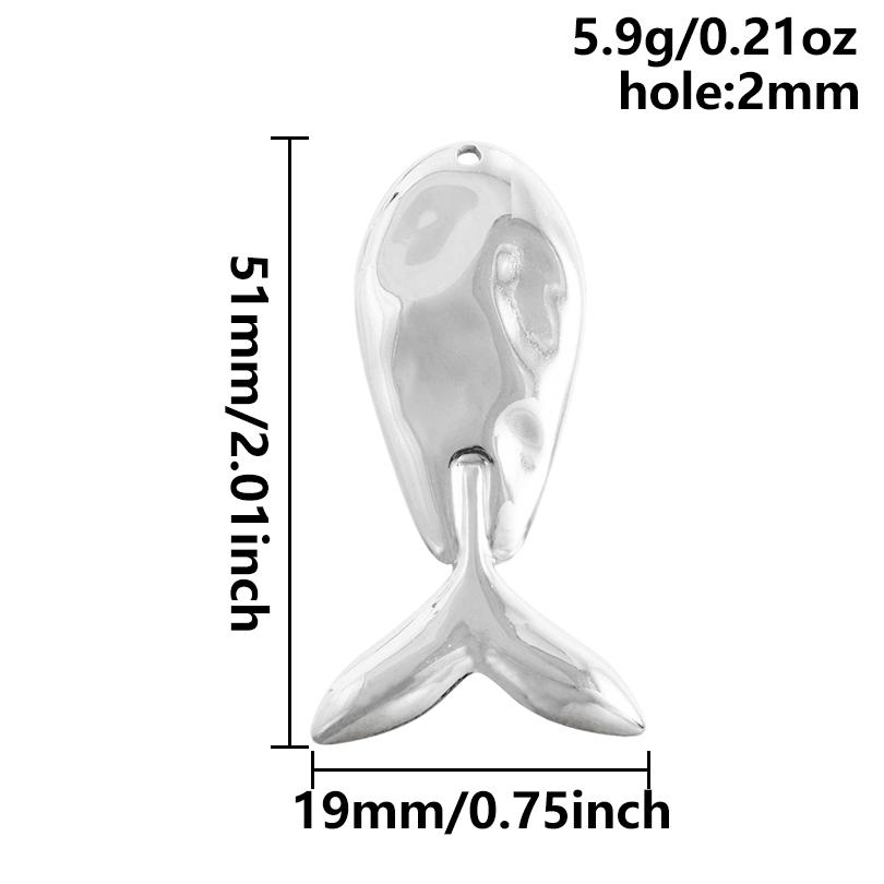 6pcs Different Bone Tail Fish Charm Ocean Animal Pendants Stainless Steel Charms For Jewelry Making Supplies Handmade Materials