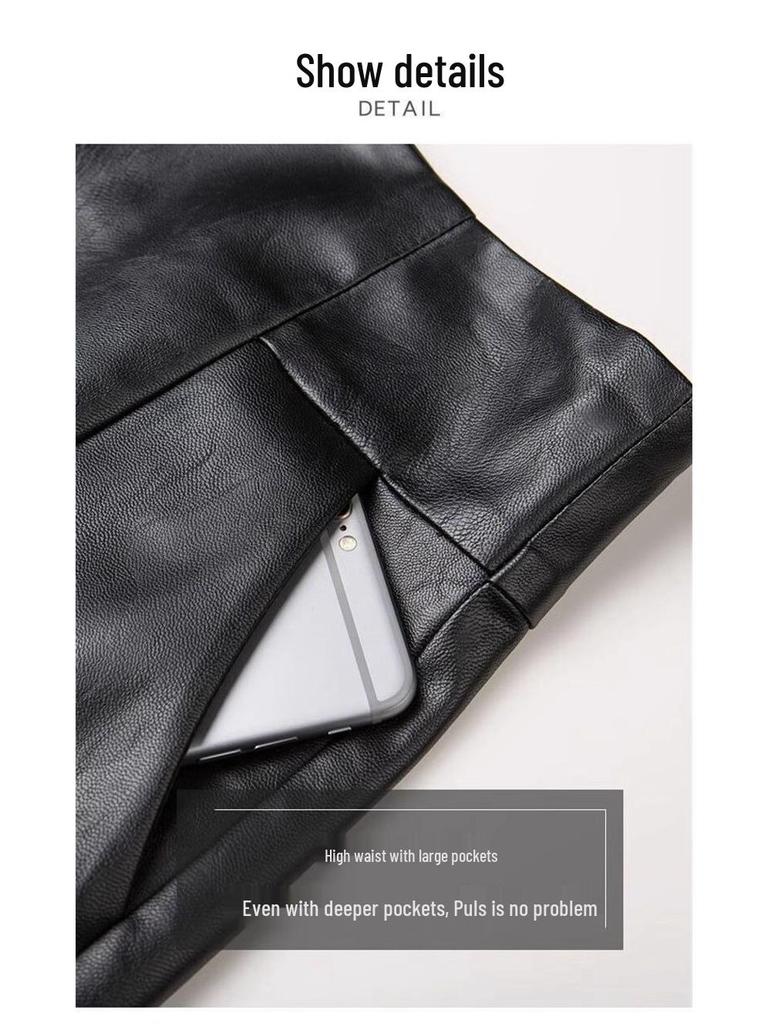 High Waist PU Leather A-Line Shorts for Women - 2023 Autumn/Winter Fashion, Korean Style, Slimming Wide Leg Booty Shorts