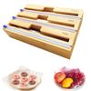 WrapNeat 3 In 1 Wrap Dispenser with Cutter and Labels Plastic Wrap Aluminum Foil and Wax Paper Dispenser for Kitchen Drawer Bamboo Roll Organizer