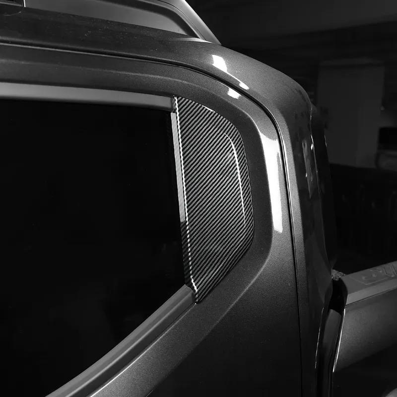 For Kia TASMAN 2025 2026 2PCS Black Carbon Fiber ABS C-Pillar Cover Trim Exterior Sticker Accessories LHD/RHD