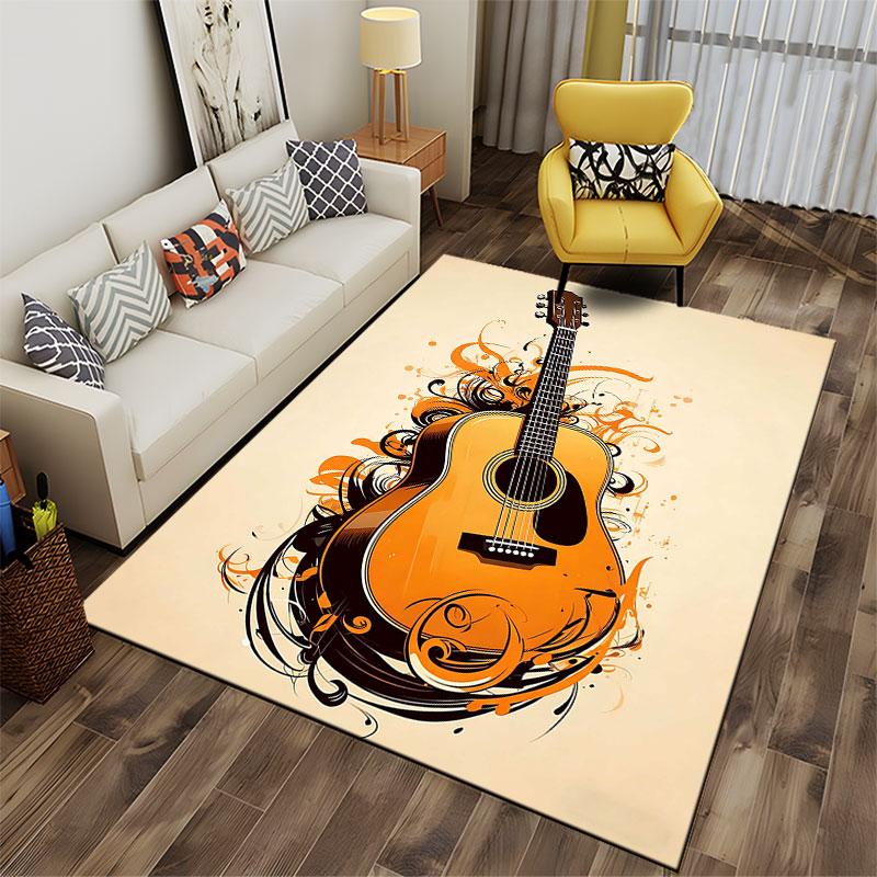 Abstract Guitar Art Design Carpet suitable as a non-slip mat for the living room or bedroom sofa