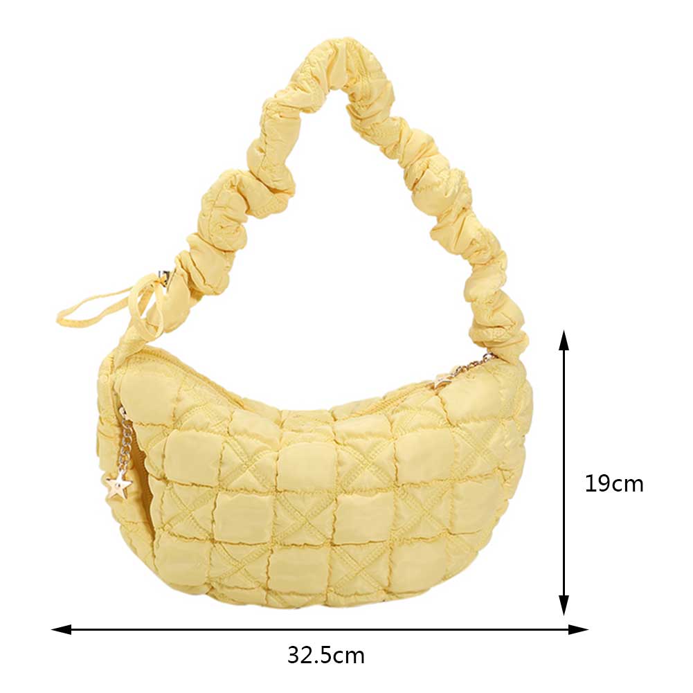 Fashion Quilted Top-Handle Bag Cloud Pleated Bubbles Commute Bag Casual Simple Shoulder Bag Elegant Solid Color Crossbody Bag