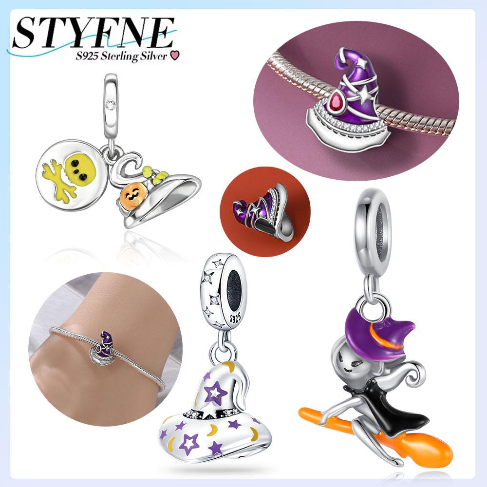 Copper Halloween Purple Luminous Charm Pendant Beads Fit Original Bracelet For Women Valentine Day Jewelry Gifts