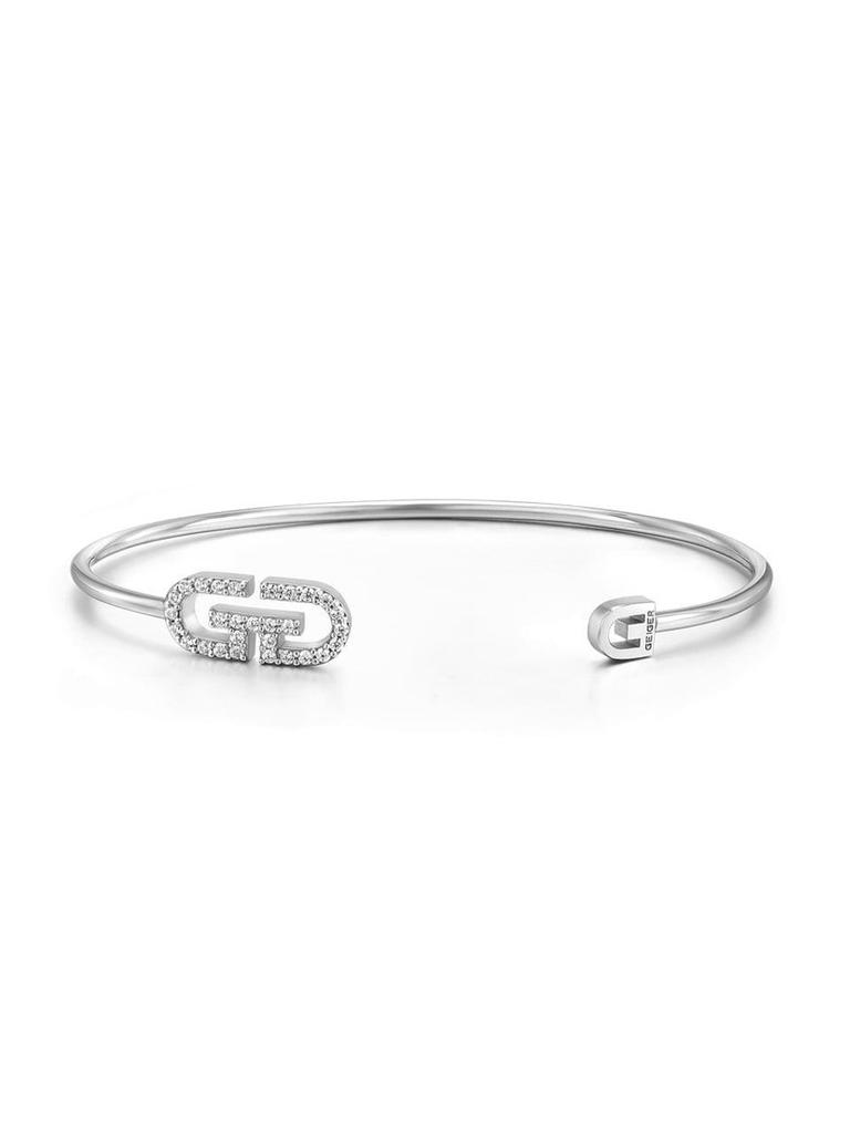 Signature Cubic Simple Bangle Silver Bracelet GISVBB004
