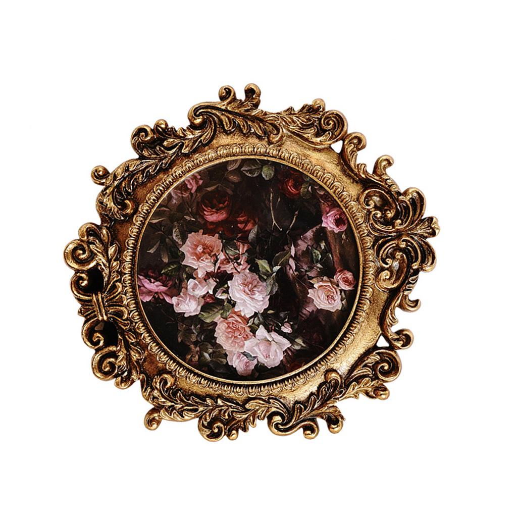 Vintage Ornate Resins Round Photo Frame With Intricate Design For Wall Hanging or Desktop Display Home Decors Gift