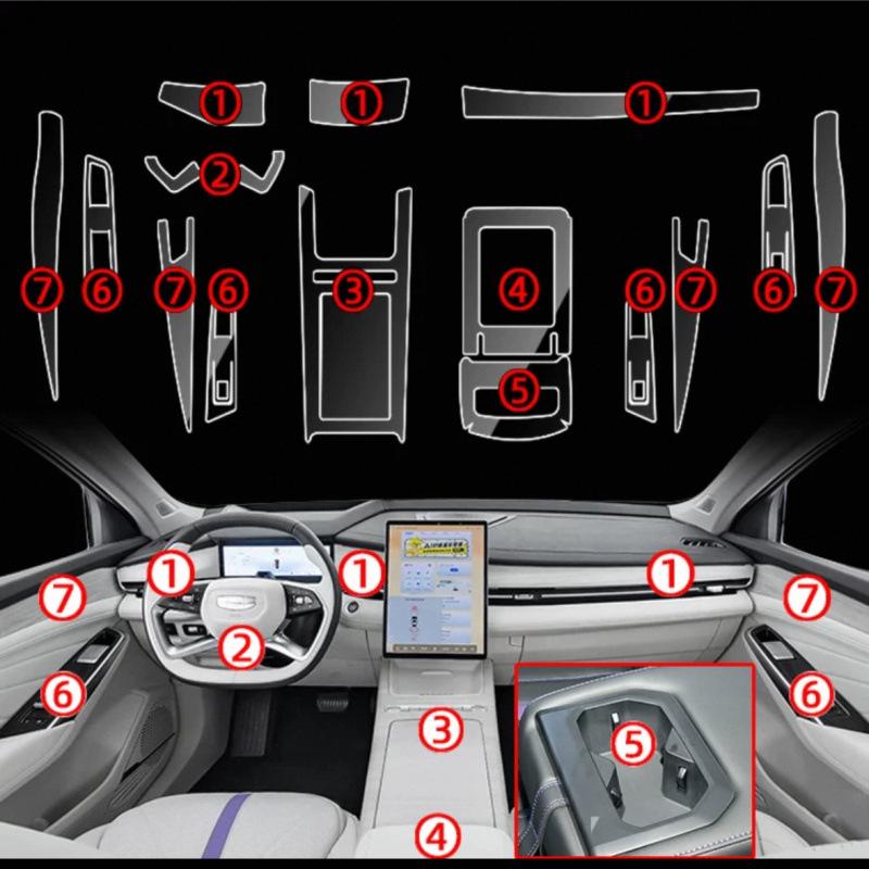 Geely Xingrui L Interior Film: TPU Protective Screen Film for 24 Models' Central Control Decoration