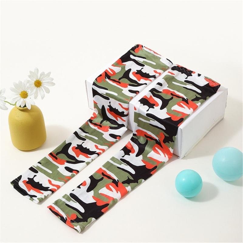 Camouflage Cooling Arm Sleeves All Age Sun Protective Arm Covers Outdoor Activity Ice Silk Arm Protectors for Cycling
