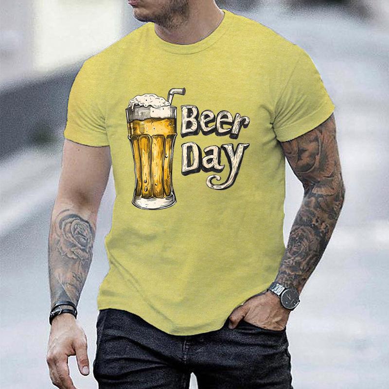 Beer Day European Size Modal Casual Short Sleeve Tshirt For Beer Lovers Comfortable Drinking Festival Party Wear