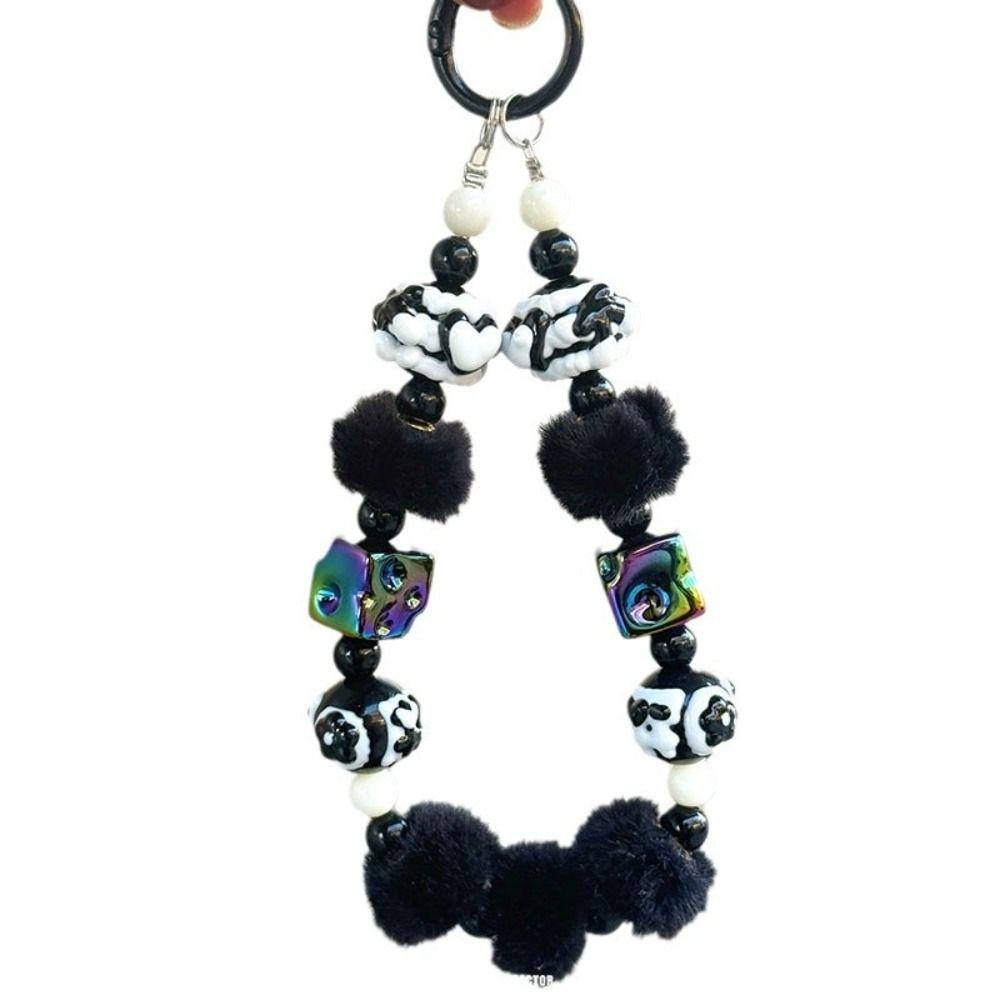 

Beaded Mobile Phone Strap Plush Phone Lanyard New Phone Charm Rope зелений