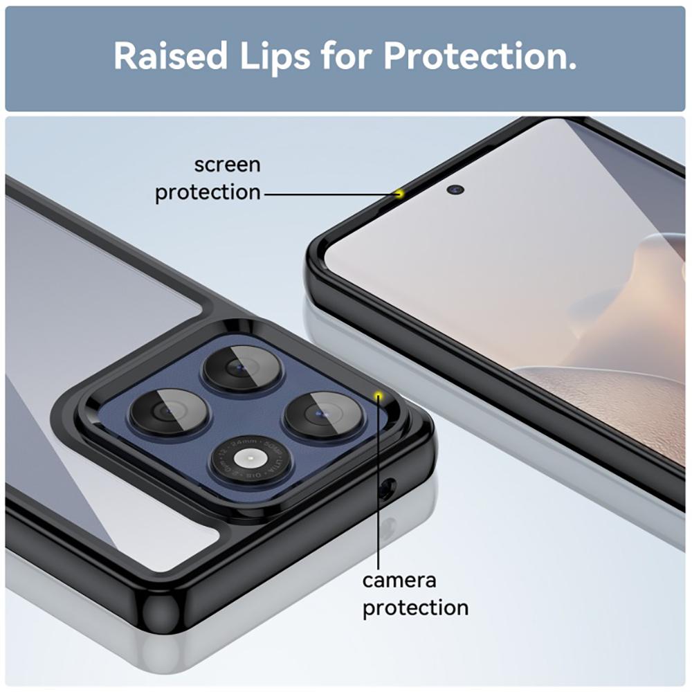 WANLONFENG XC Series For Motorola Edge 60 Fusion 5G Case TPU Acrylic Phone Cover with Tempered Glass (Big Lens Hole)