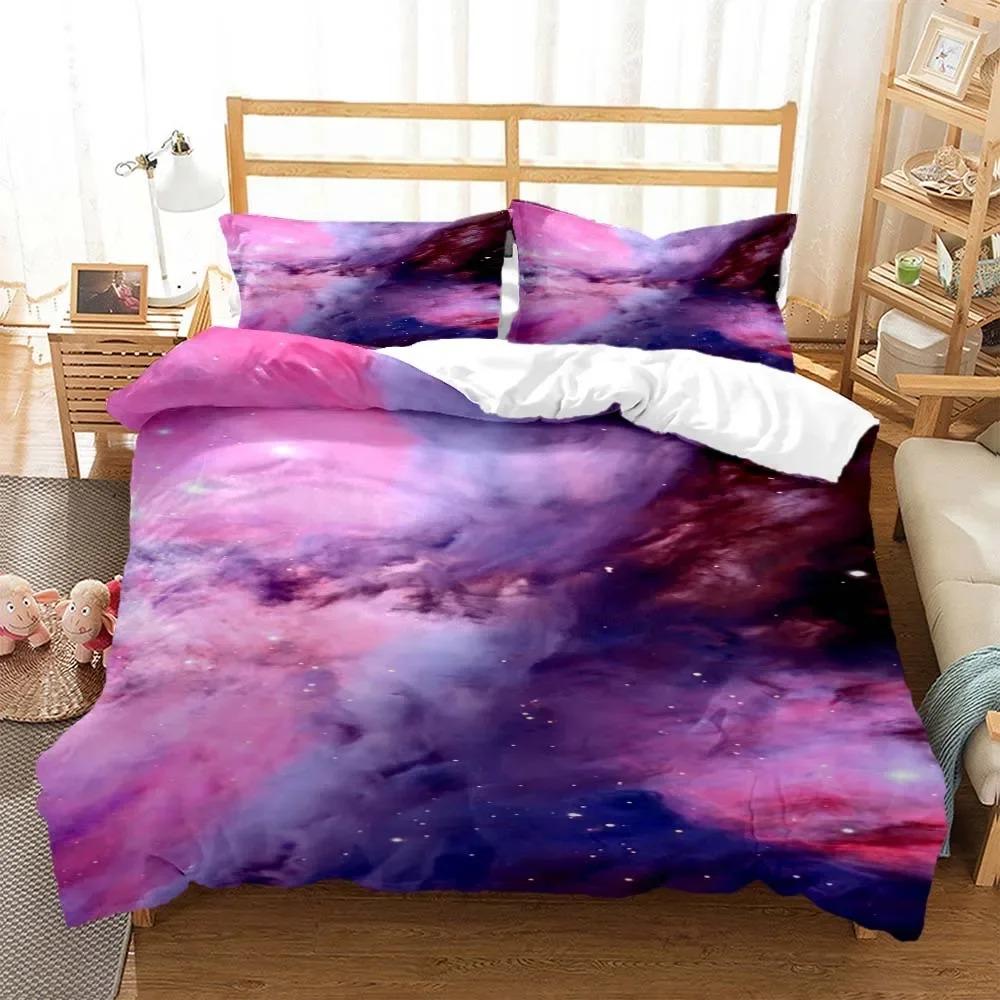 Space Star Bedding Set 2-3Pcs Bedroom Quilt Cover Set Single Double Size Polyester Duvet Cover Pillowcase for Adult Boy Girl