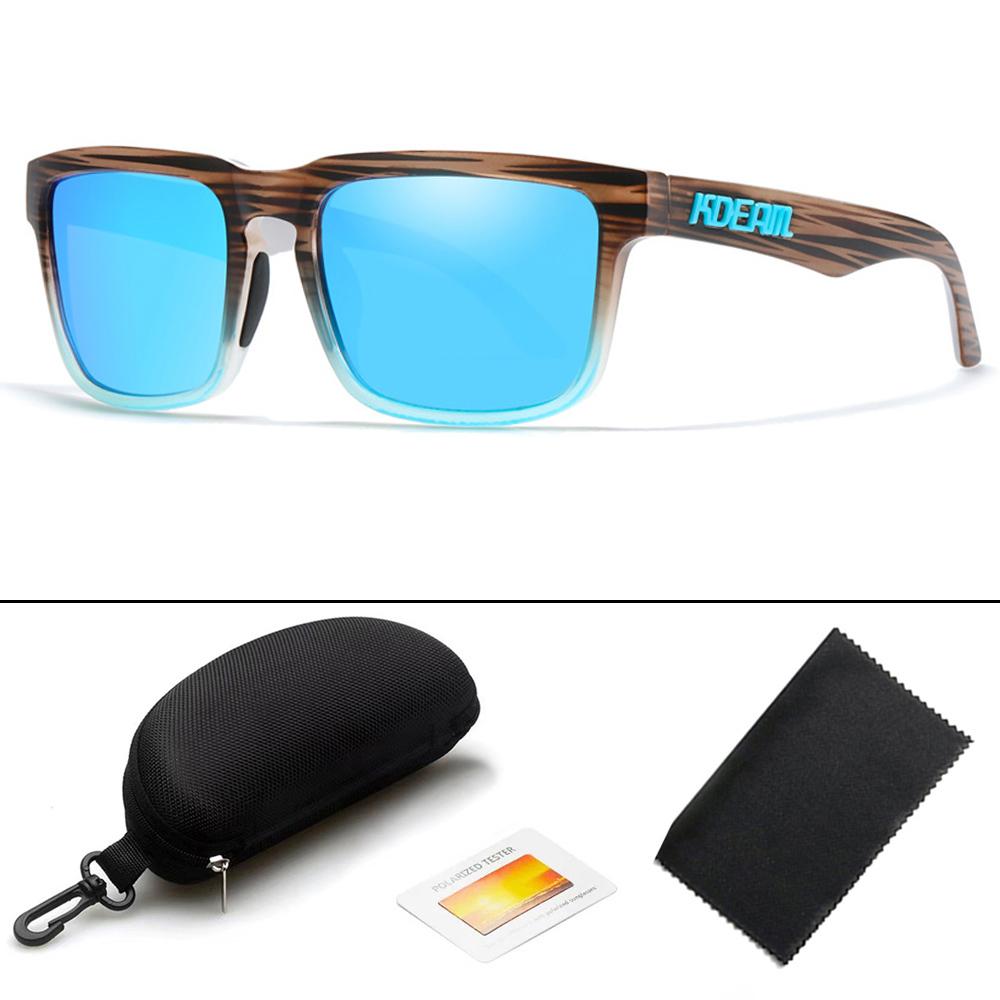 KDEAM Unisex Square Polarized Sunglasses Outdoor Retro Style Lightweight Comfortable Fashion Women Sun Glasses With Hard Case