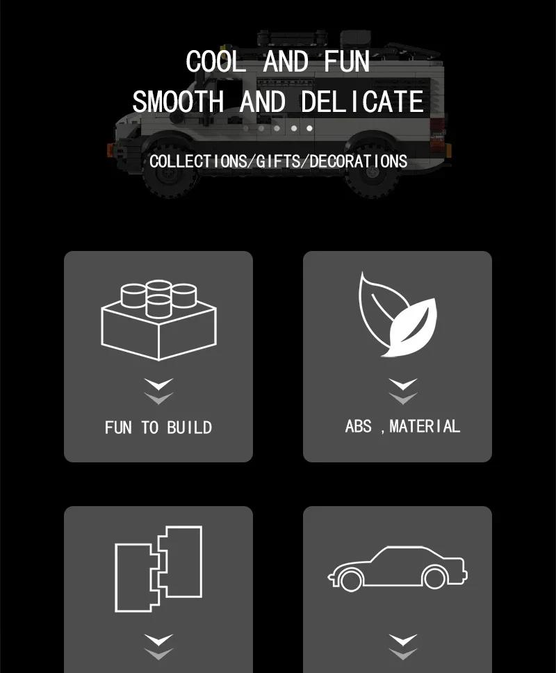 Stads-SUV Stationwagen Model Bouwstenen Camping RV SUV Auto Koppelbare Reis-Trailer Stenen DIY Speelgoed Voor Kinderen Vakantiecadeaus