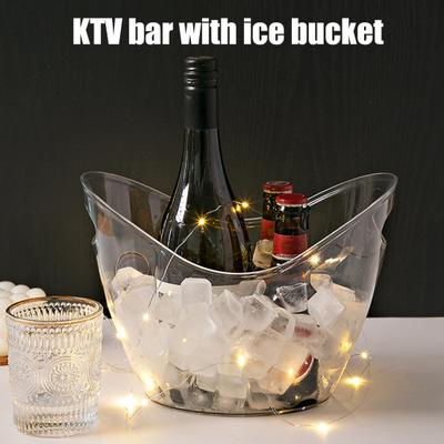 Secchiello per Ghiaccio Secchiello per Vino con Manici 4 Litri Vasca in Plastica Trasparente per Bevande Contenitore Portatile per Conservazione Ghiaccio per Vino Champagne Birra