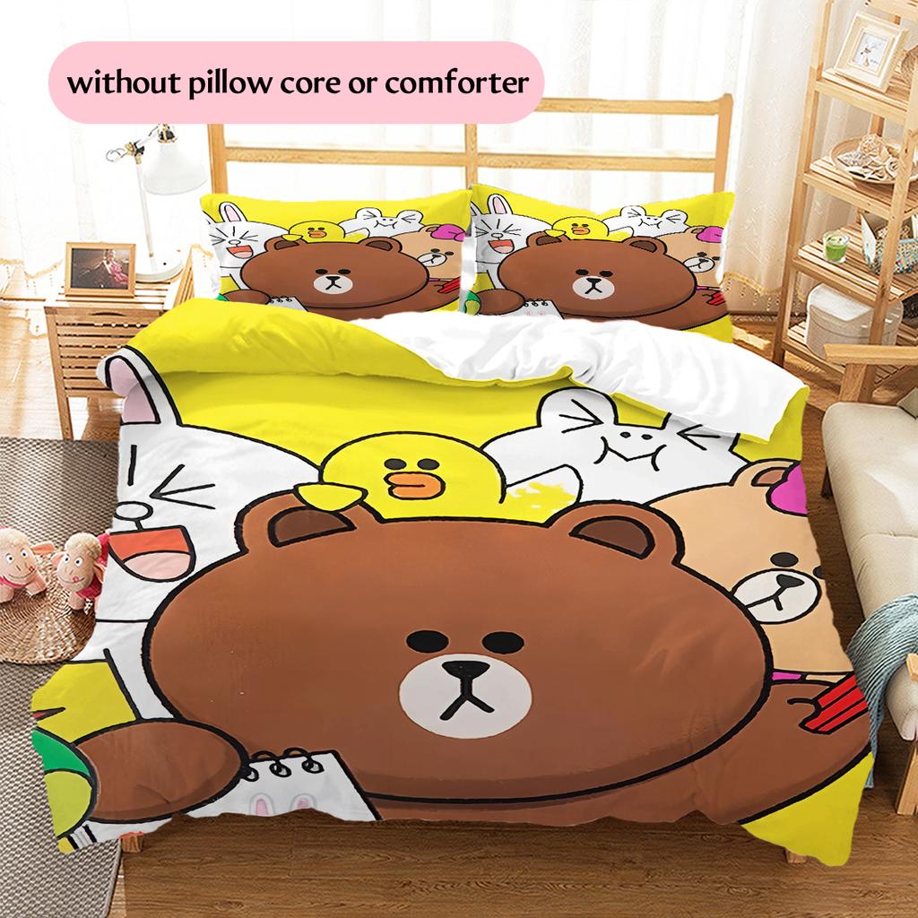 LINE FRIENDS Playful Bedding Set Duvet Cover Pillowcase No Filler, Soft Home Bedroom Decor, Perfect Gift for Fans.chl