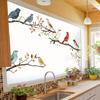 1Pc Watercolor Simulation Bird Branches Window Stickers Removable For Bedroom Home Decoration